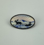 Norwegian Enamel Sterling Silver Brooch