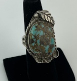 Old Pawn Navajo Sterling Silver Turquoise Ring