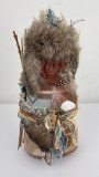 Native American Indian Fur Stone Wool Doll