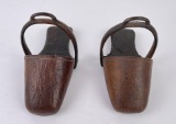 Pair of Antique European Leather Covered Stirrups