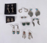 Group of Sterling Silver Navajo Earrings