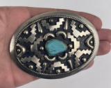 Alpaca Mexico Cowboy Belt Buckle Turquoise