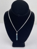 Blue Flourite Spire Sterling Silver Necklace
