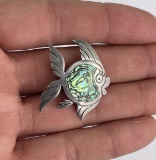 Taxco Mexico Sterling Silver Abalone Brooch Pin