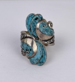 Taxco Sterling Silver Turquoise Clamper Bracelet