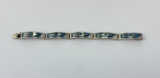 Sterling Silver Taxco Link Bracelet Turquoise