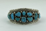 Old Pawn Navajo Sterling Silver Turquoise Bracelet