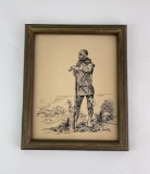 Ink Drawing of a Frontiersman