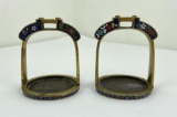 Chinese Cloisonne Bronze Horse Stirrups