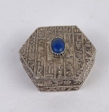 Egyptian Sterling Silver Pill Box Hieroglyphic