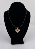 14k Yellow Gold Filigree Heart Necklace