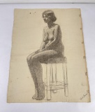 Frederick Kress Drawing Nude Study California