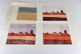 Group of Wood Block Prints New Mexico Desert