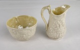 Belleek Creamer and Sugar Bowl Bachus