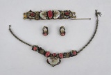 Rhinestone Costume Bracelet Earrings Necklace