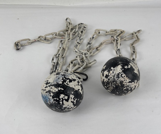 Pair of Antique Lead Prison Balls