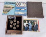 Collection of Boeing Award Medals Pins Books