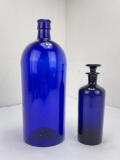Pair of Antique Cobalt Apothecary Bottles