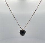 Sterling Silver Jet Heart Necklace