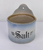 Antique Blue and White Stoneware Salt Box