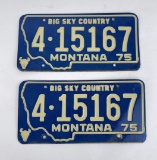 1975 Montana License Plate Pair