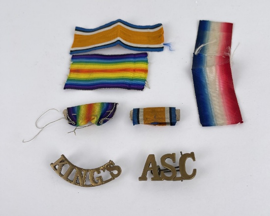 British WW1 Ribbons and Regimental Badges