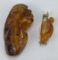 Carved Amber Brooch and Figure