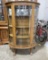 Antique Oak Curved Glass China Cabinet