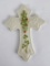Irish Belleek Holy Shamrock Flowered Cross