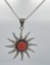 Taxco Mexico Sterling Silver Coral Sun Necklace