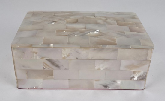 Mother of Pearl Shell Covered Trinket Box