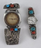 Navajo Sterling Silver Turquoise Coral Watches