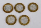 Group of Silver and Brass Casino Tokens