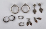 Lot of 5 Pairs of Sterling Silver Earrings