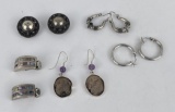 Lot of 5 Pairs of Sterling Silver Earrings