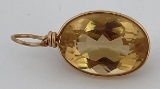 14k Gold Citrine Necklace Pendant