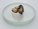 14k Gold Smokey Quartz Ring