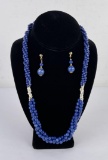 Lapis Lazuli Freshwater Pearl Necklace Earrings