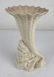 Irish Belleek Cornucopia Horn Trumpet Vase