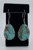 Large Navajo Turquoise and Sterling Earrings