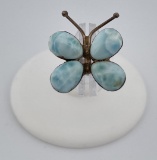 Larimar Sterling Silver Butterfly Necklace Pendant