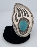 Sterling Silver Navajo Turquoise Bear Ring