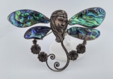 Sterling Silver Abalone Dragonfly Brooch