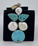 Sterling Silver Turquoise Mother of Pearl Necklace