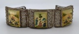 Persian Painted Sterling Silver Link Bracelet