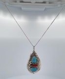 Effie Calavaza Sterling Silver Turquoise Necklace