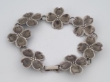 Sterling Silver Flower Link Bracelet