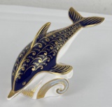 Royal Crown Derby Porcelain Dolphin Paperweight