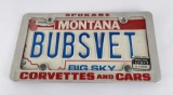 Montana Vanity Corvette Liccense Plate