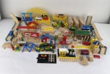 Vintage Wood Railroad Toy Set